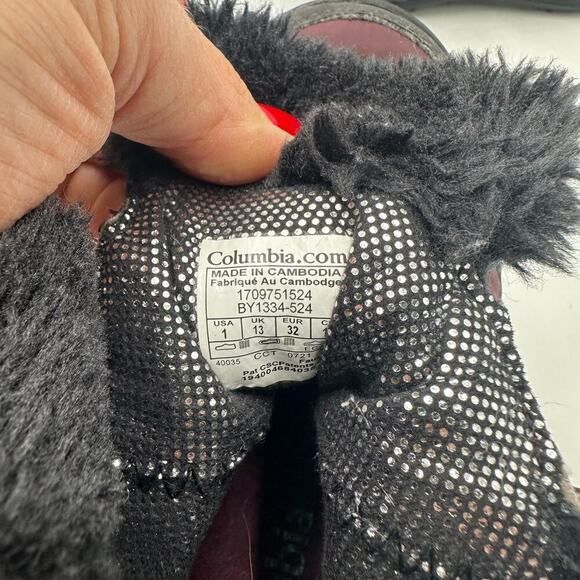 Columbia Waterproof Purple Nylon/ Faux Fur Lace Up Boots, GUC, Sz Kids 1 (K1-A) - Picture 8 of 9